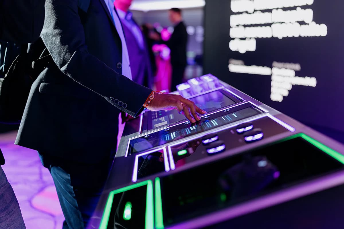 person using touch screens