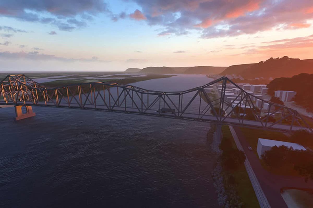 Rendering of a bridge at sunset in ProjectWise