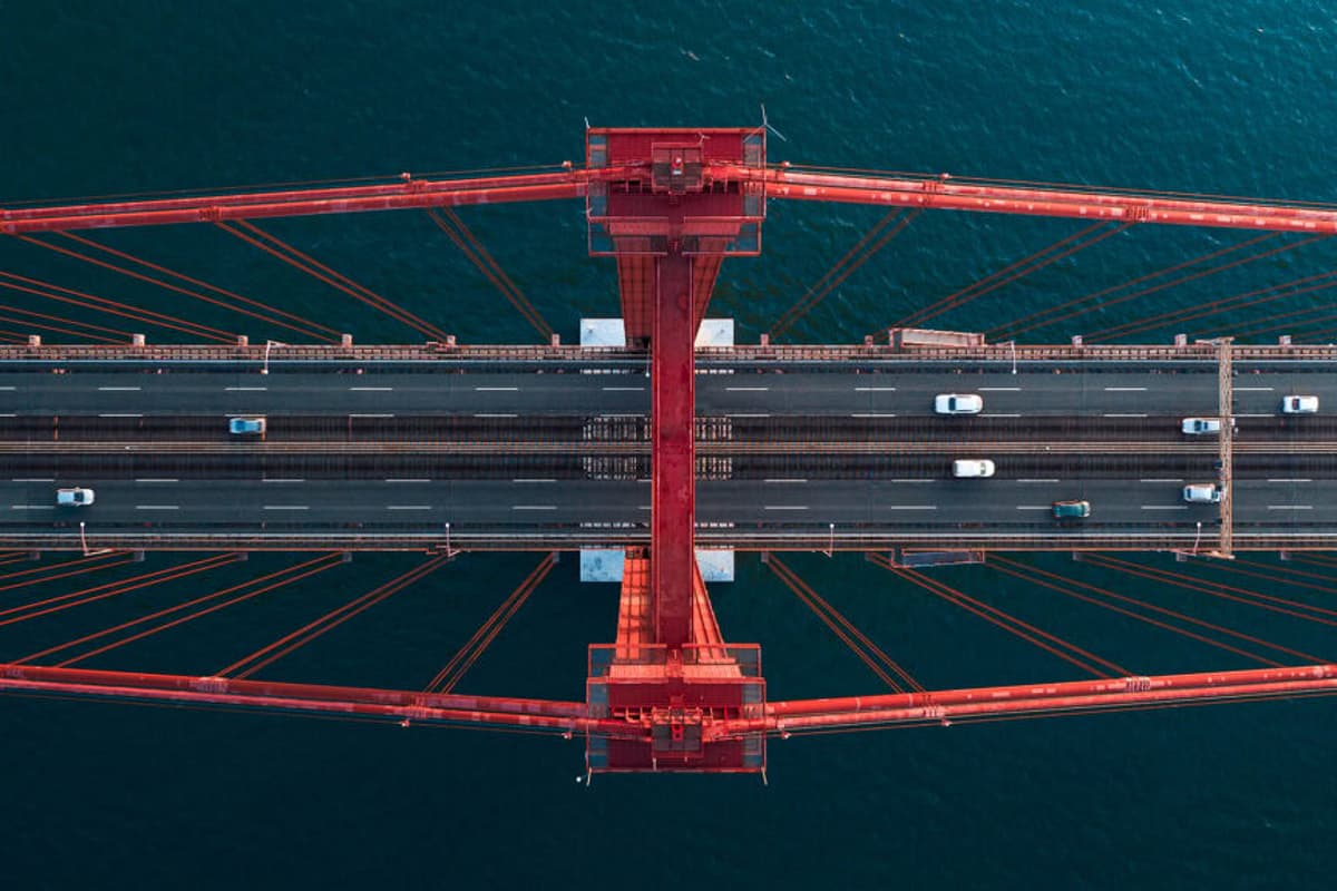 Aerial view of bridge