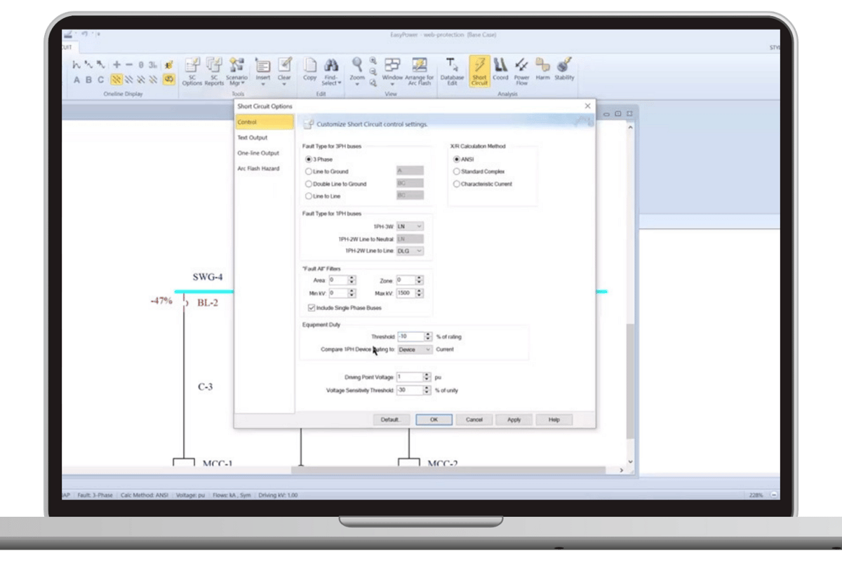 Computer/laptop screen shows software program