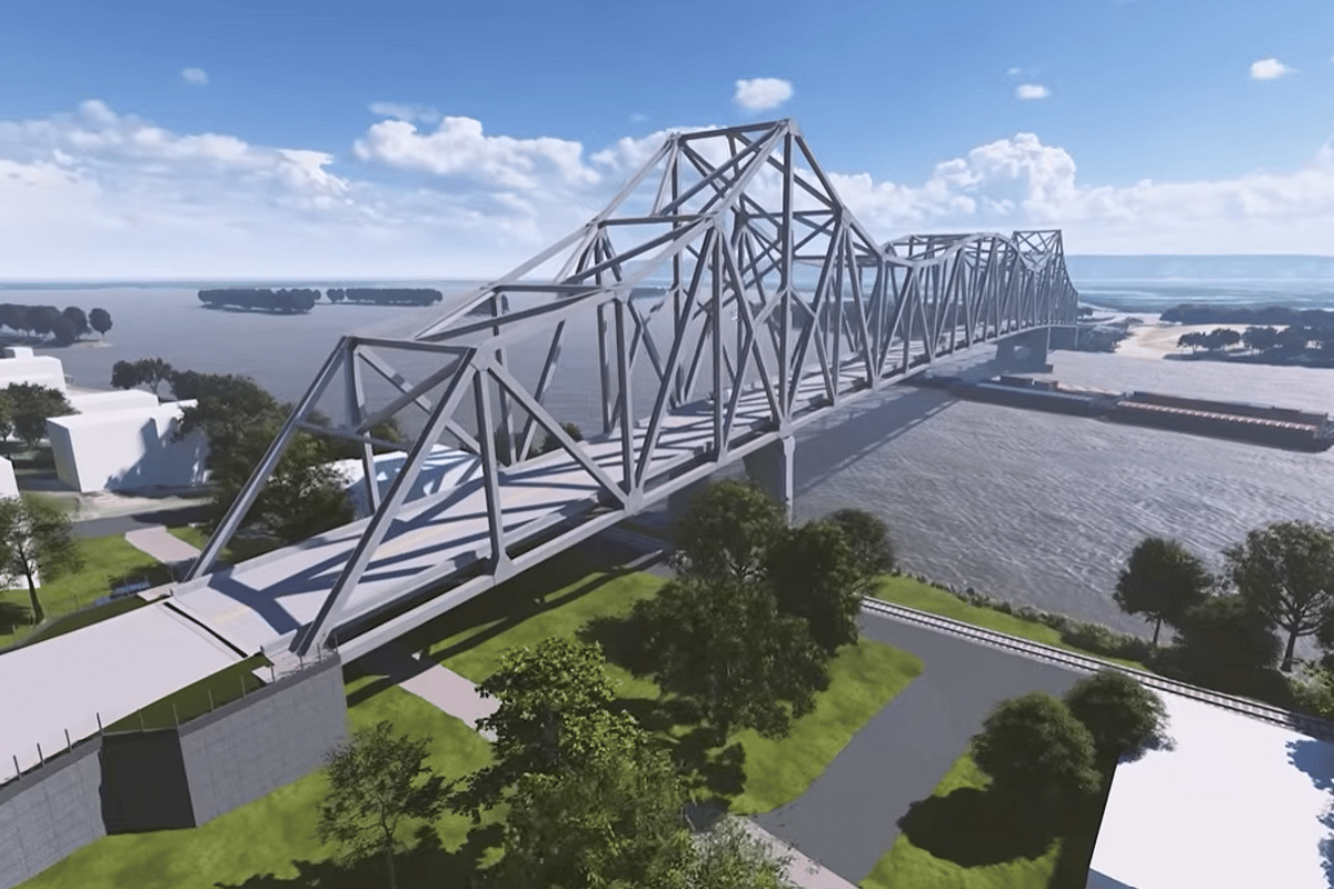 Digital twin of a bridge over river water