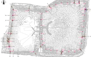 Topographical map in eagle.io showing the layout of geotechnical monitoring sensors at a project site.