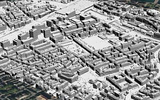 City-scale 3D reality mesh created in iTwin Capture Modeler to produce a digital twin.