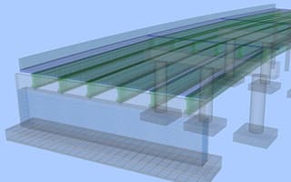 Detailed 3D analytical model of a bridge showing internal rebar and structural components