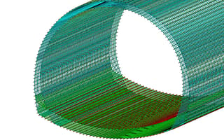 Detailed 3D structural analysis of a tunnel lining designed in OpenTunnel Designer.