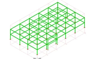 A detailed 3D model of a structural steel building frame created in ProSteel.