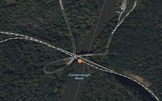 Map view in AssetWise Inspections identifying a bridge asset for inspection.
