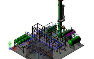 3D model of an industrial plant showing the complete cable raceway system designed with Bentley Raceway and Cable Management.
