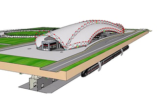 Multi-disciplinary BIM model of a complex transportation hub, showcasing the integrated capabilities of the Building WorkSuite.