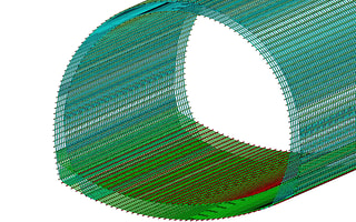 Detailed 3D structural analysis of a tunnel lining designed in OpenTunnel Designer.