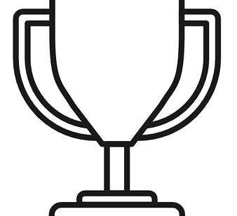 Black and white icon depicting trophy