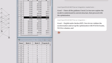 screenshot of openstaad software with a chat with ai