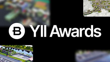 YII Awards logo on black background with project thumbnails