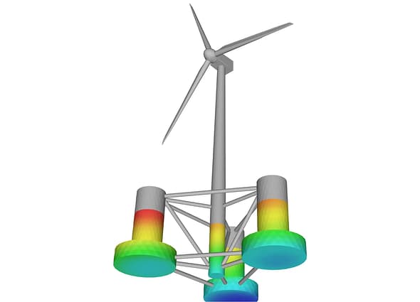 3D simulation in MOSES analyzing safe offshore platform jacket transportation
