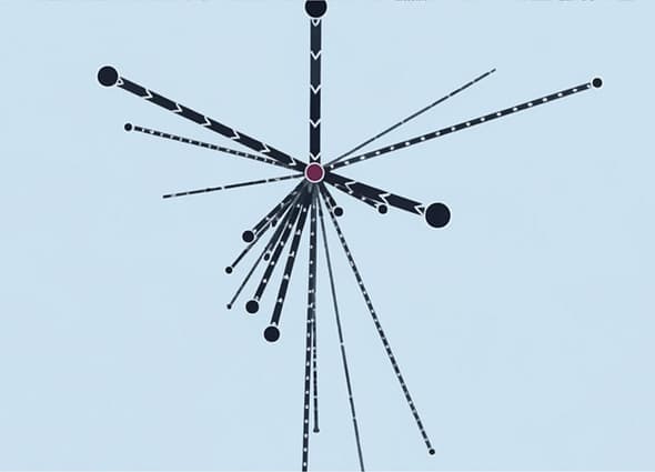 A central travel demand pattern visualization in OpenPaths Patterns, highlighting origin-destination transit flow vectors radiating from a key regional transportation hub.