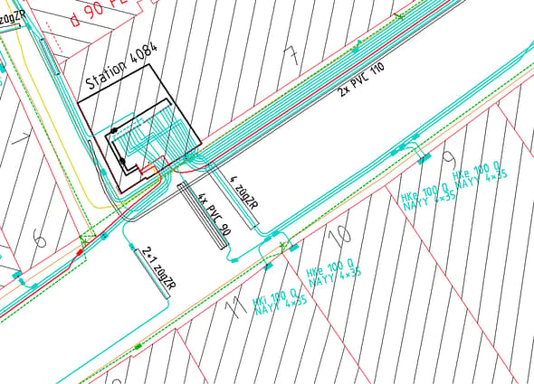 Detailed network design and documentation of a utility system in OpenUtilities sisNET.