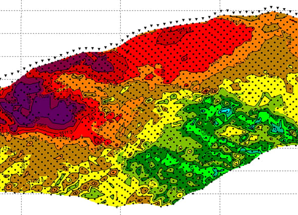 A high-fidelity hero dashboard in Res2DInv and Res3DInv showing multi-layered geological electrical resistivity profiles and volumetric inversion blocks.