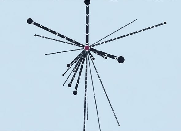 A central travel demand pattern visualization in OpenPaths Patterns, highlighting origin-destination transit flow vectors radiating from a key regional transportation hub.