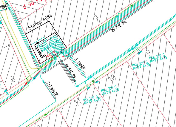 Detailed network design and documentation of a utility system in OpenUtilities sisNET.