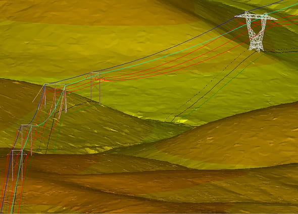 Transmission line design and analysis over a digital terrain model in PLS-CADD