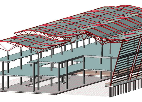 Analysis and design of a complex pile foundation system for a building in STAAD Foundation Advanced.