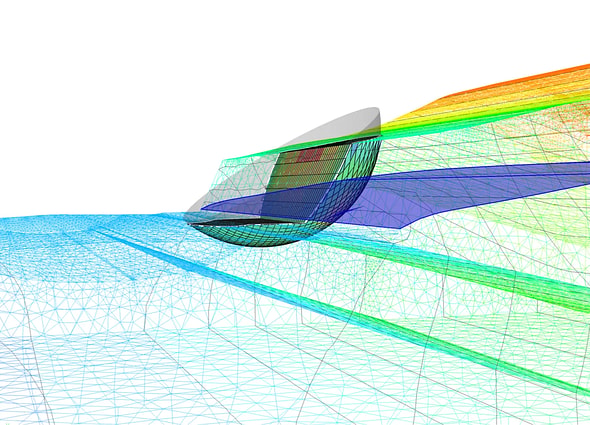An advanced 3D geotechnical analysis dashboard in GeoStudio 3D showing complex multi-planar slope stability models, volumetric mesh rendering, and structural reinforcement layers.