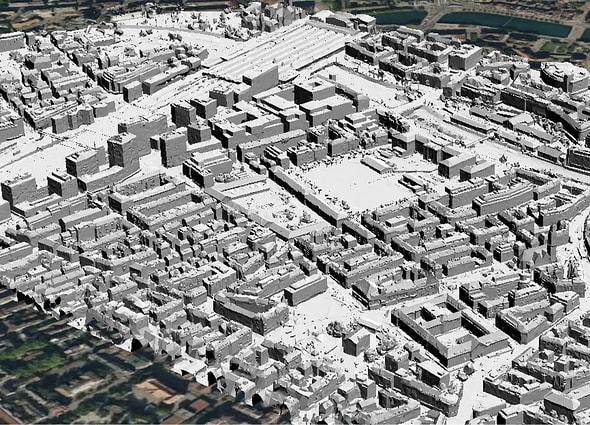 City-scale 3D reality mesh created in iTwin Capture Modeler to produce a digital twin.