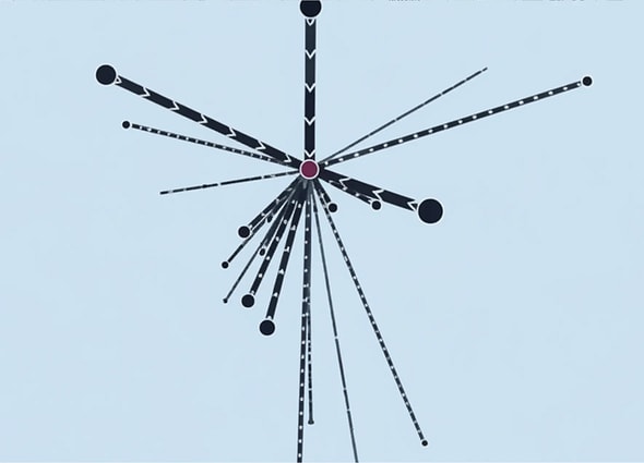 A central travel demand pattern visualization in OpenPaths Patterns, highlighting origin-destination transit flow vectors radiating from a key regional transportation hub.
