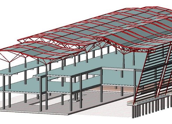 Analysis and design of a complex pile foundation system for a building in STAAD Foundation Advanced.