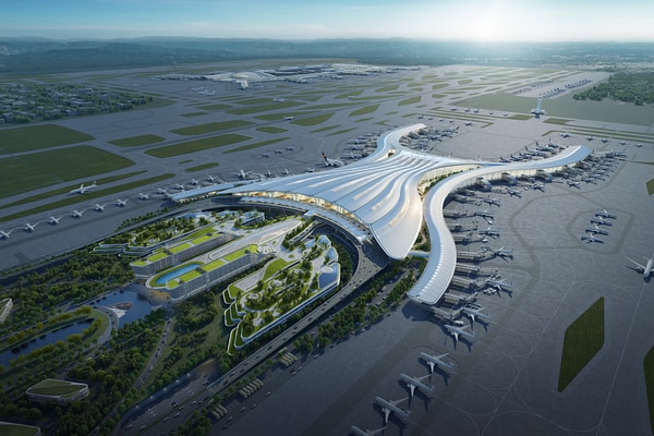 Aerial view of Guangdong Airport terminal
