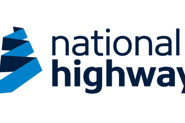 national highways logo with blue line graphic