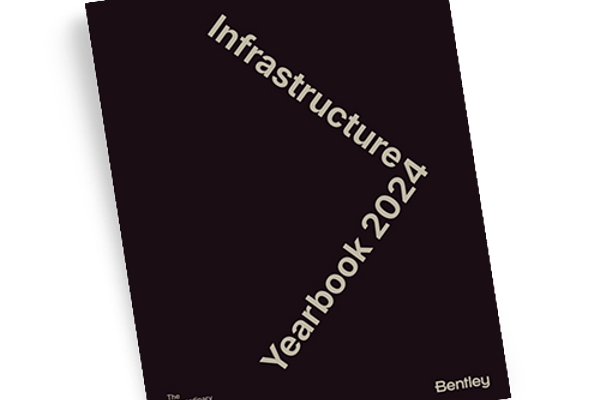 Black cover with Infrastructure Yearbook 2024 in white font