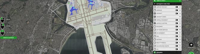 A map of Sydney Airport showing the airport layout and a user interface that allows staff to view and manage all above-ground and below-ground assets.