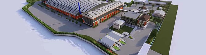 3D rendering of the large-scale RDF facility in Bantargebang, designed by PT Wijaya Karya using Bentley software.