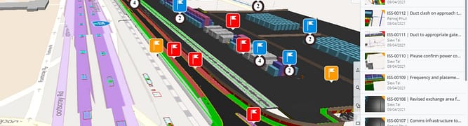 A 3D digital model created by WSP for the Port of Melbourne's Port Rail Transformation Project, visualizing the new rail infrastructure located near the mouth of the Yarra River.