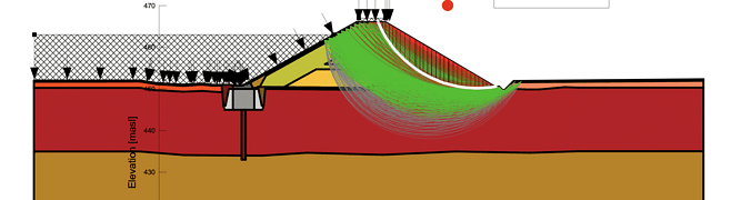 2D model showing Upper Reservoir Slope Stability in Full Reservoir Condition (Image Credit: AFRY)