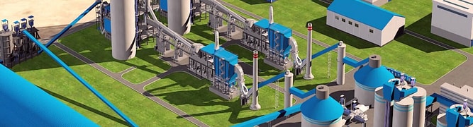 A complete 3D digital model of a large-scale cement plant, showcasing how CITIC Heavy Industries coordinated a multi-disciplinary design process.