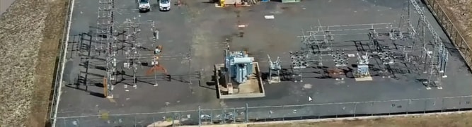 A reality mesh of an electrical substation captured by a drone for use in a digital twin