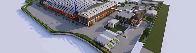 3D rendering of the large-scale RDF facility in Bantargebang, designed by PT Wijaya Karya using Bentley software.