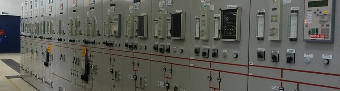 The protection and control panels at the newly completed 132/11 kilovolt main intake substation in Pandamaran, Malaysia, designed by SATRIA Technologies to ensure a reliable power supply.