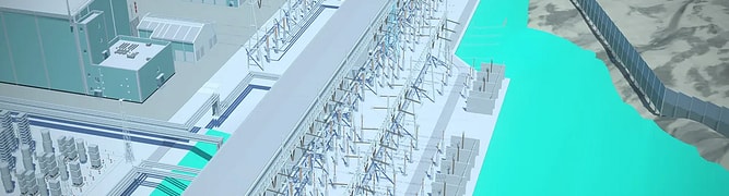 A large 3D digital twin of a gas-insulated switchgear (GIS) facility and switchyard