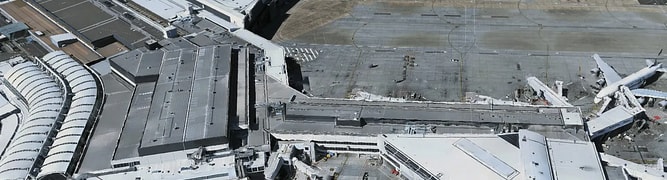 A map of Sydney Airport showing the airport layout and a user interface that allows staff to view and manage all above-ground and below-ground assets.