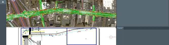 A screenshot of the Phocaz Traffic Design Data Manager application, showing how it aggregates and synchronizes a 3D road model, a 2D design sheet, and location data into a single interface.