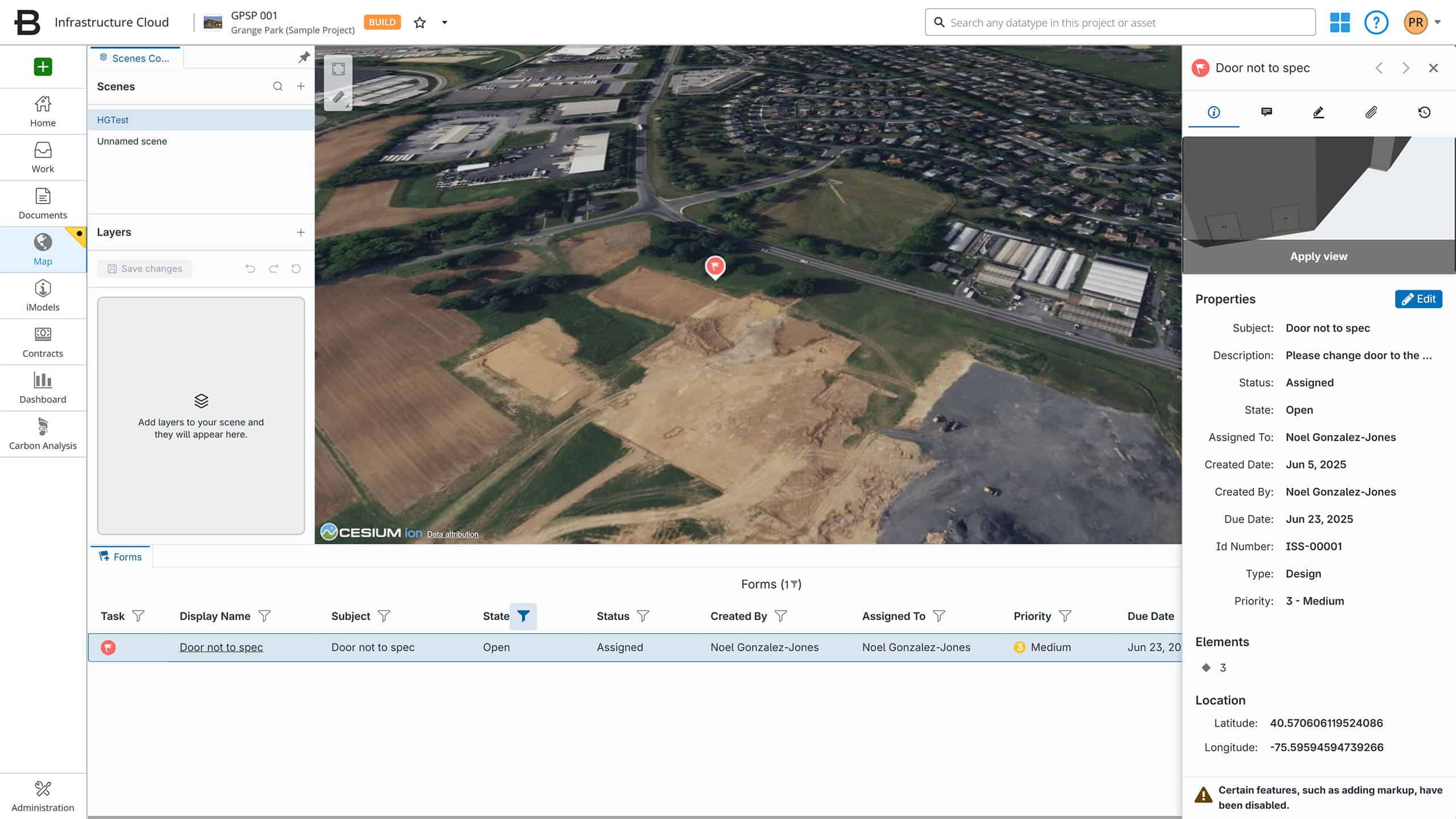 Screenshot of Bentley Infrastructure Cloud