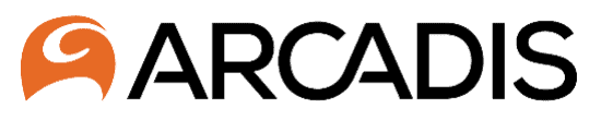 Arcadis logo featuring an orange abstract symbol on the left and the word ARCADIS in bold black letters on the right, reflecting Arcadis Rail&rsquo;s commitment to engineering clarity and digital transformation.