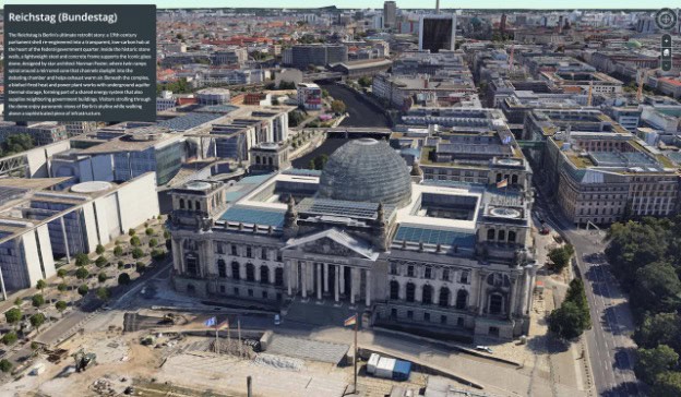 Luftaufnahme des Reichstagsgebäudes in Berlin, Deutschland.