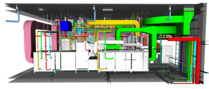 A detailed 3D rendering featuring visible pipes