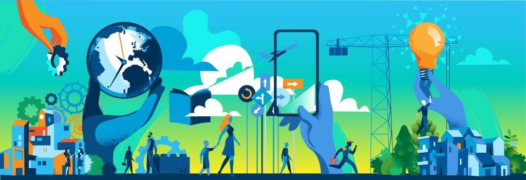 illustration showing innovation and sustainability