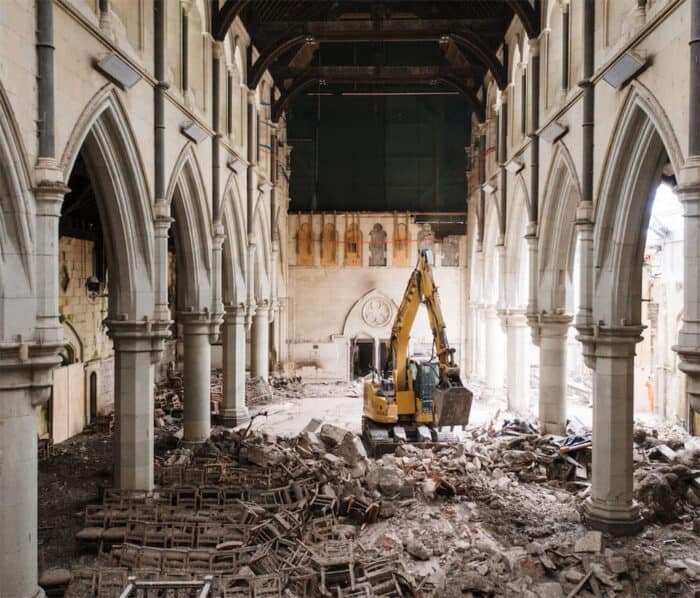 Interior of Christ Church Cathedral after the earthquakes.