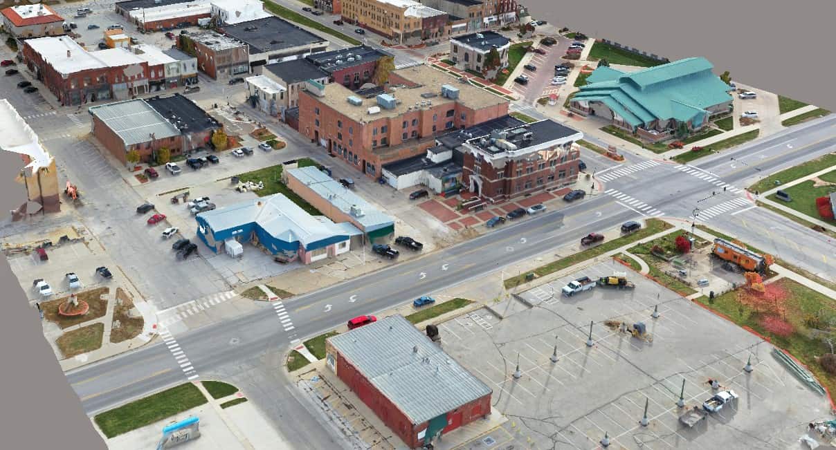 Image of Foth processed 4.1 terabytes of information, into a detailed 3D reality mesh of the town. Courtesy of Foth.